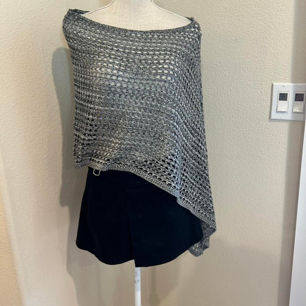 Grey crochet poncho one size